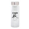 WB8437-500 ML. (17 FL. OZ.) WATER BOTTLE WITH FRUIT INFUSER-Clear Glass (bottle) Silver (lid)
